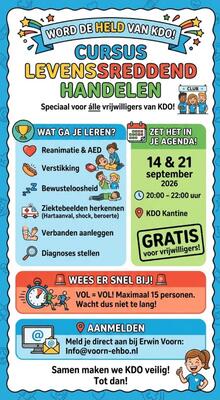 Gratis cursus levensreddend handelen voor vrijwilligers van KDO Gratis cursus levensreddend handelen voor vrijwilligers van KDO